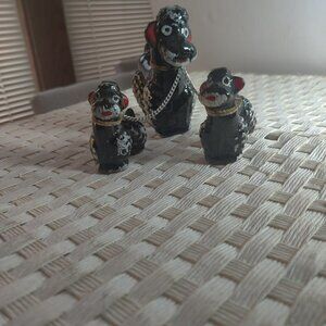 French Poodle Mom and Pups taking a walk , Vintage from Japan, pure silliness!